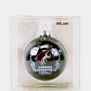 Phoenix Coyotes Candy Cane Blown Glass Ball Ornament Collectible NHL New